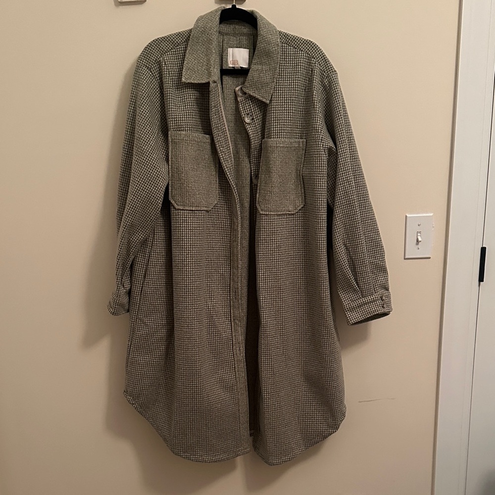 Gianni Bini olive and tan long shacket